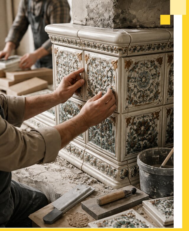 Изразцовые камины под ключ в Орехове-Зуеве: проект и монтаж