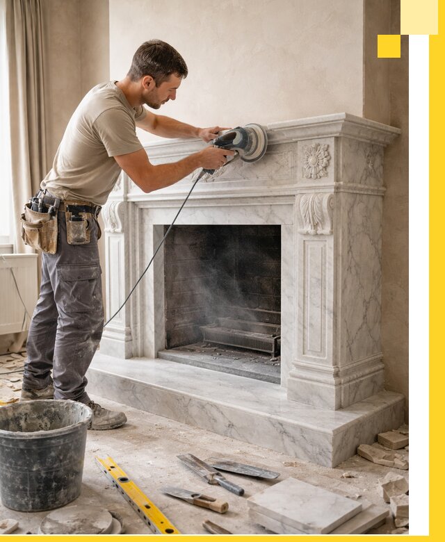 Изготовление и установка мраморных каминов в Орехове-Зуеве под ключ