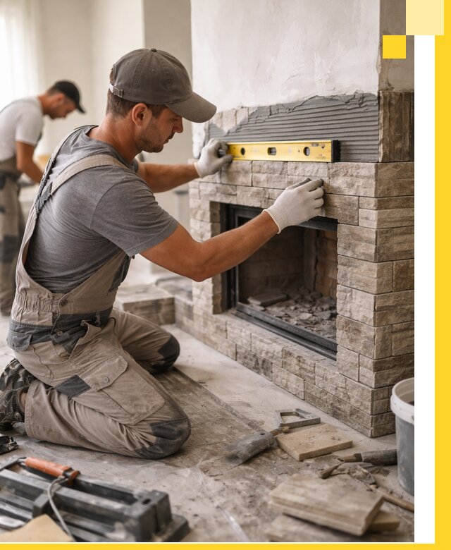 Облицовка каминов в Орехове-Зуеве, монтаж и отделка натуральным камнем