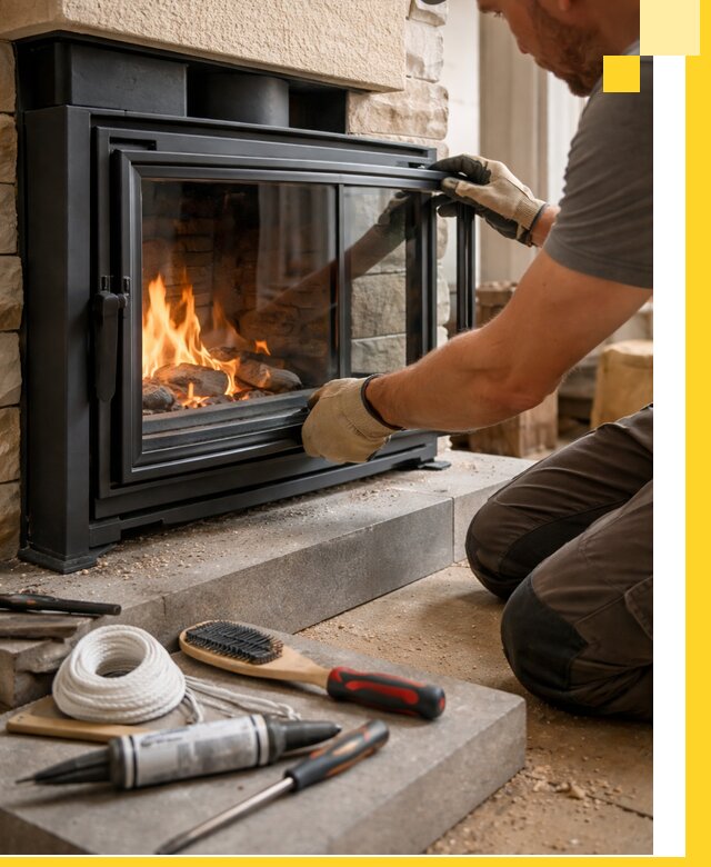 Производство, монтаж и доставка каминов со стеклом в Орехове-Зуеве