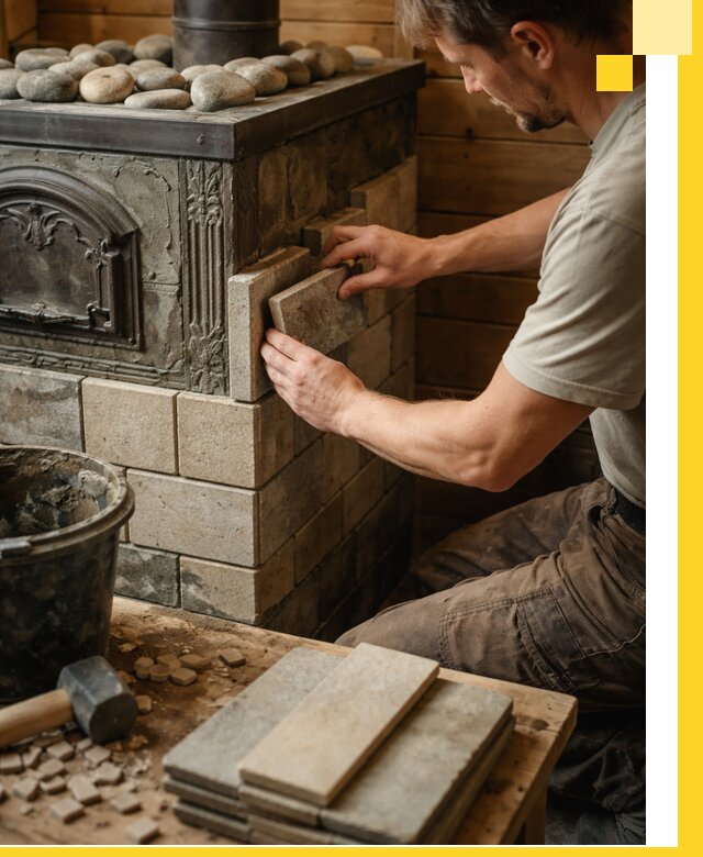 Облицовка банных печей в Орехове-Зуеве профессиональная отделка