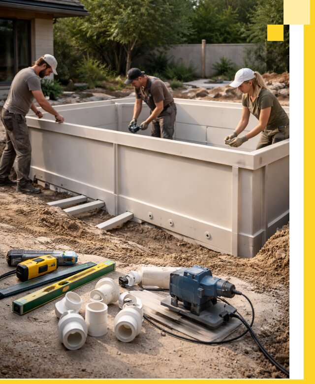 Установка полипропиленовых бассейнов под ключ в Орехове-Зуеве