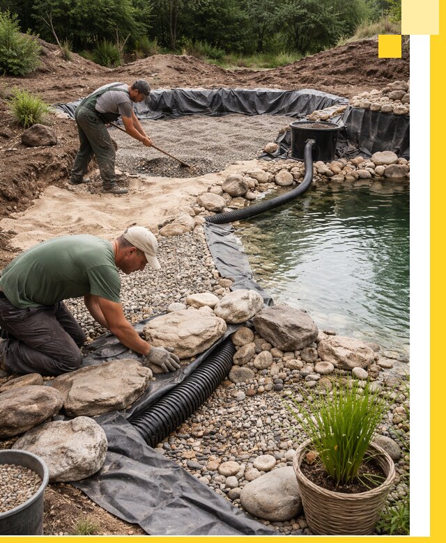 Строительство природных бассейнов и озер в Орехове-Зуеве под ключ