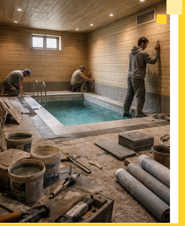 Строительство бани с бассейном и сауной под ключ в Орехове-Зуеве