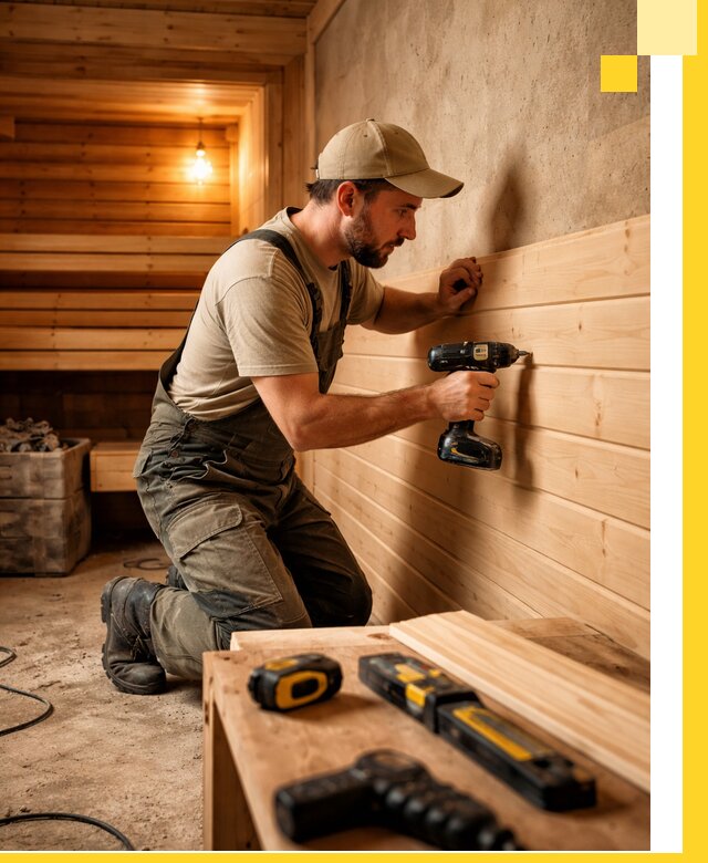 Профессиональная внутренняя отделка бани в Орехове-Зуеве под ключ