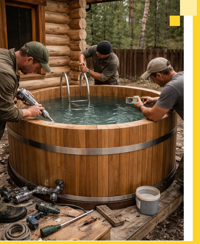 Строительство бань с купелью под ключ и отделкой в Орехове-Зуеве