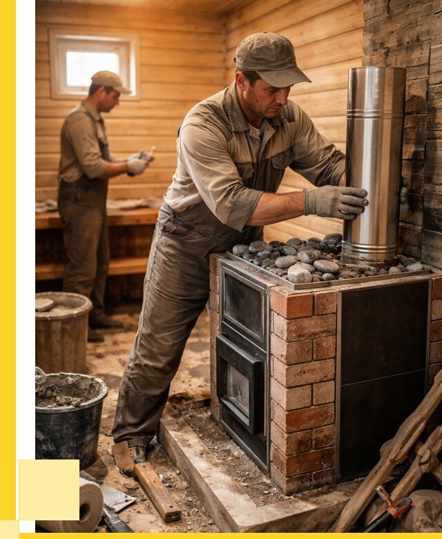 Монтаж печи в бане под ключ в Орехове-Зуеве от 20840 р. | ЭриданРхв