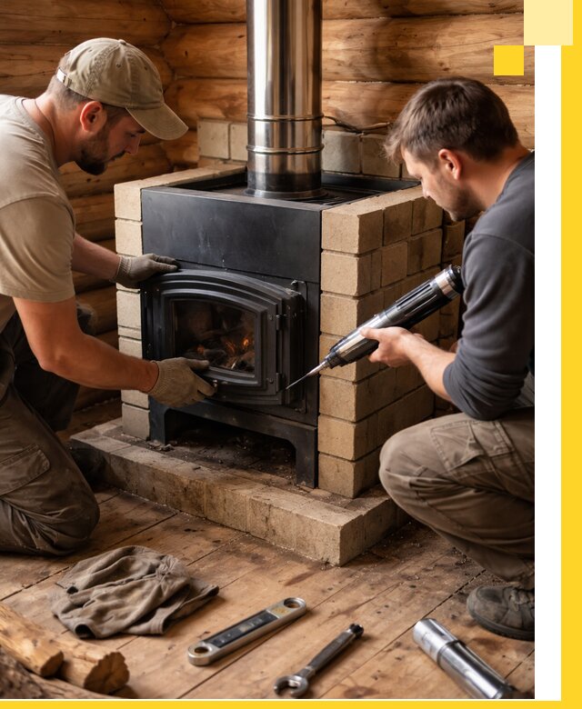 Монтаж и установка печи в бане под ключ с гарантией в Орехове-Зуеве