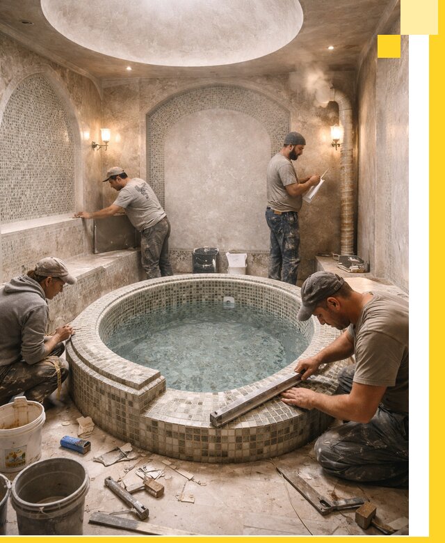 Профессиональное строительство хамама с бассейном в Орехове-Зуеве под ключ